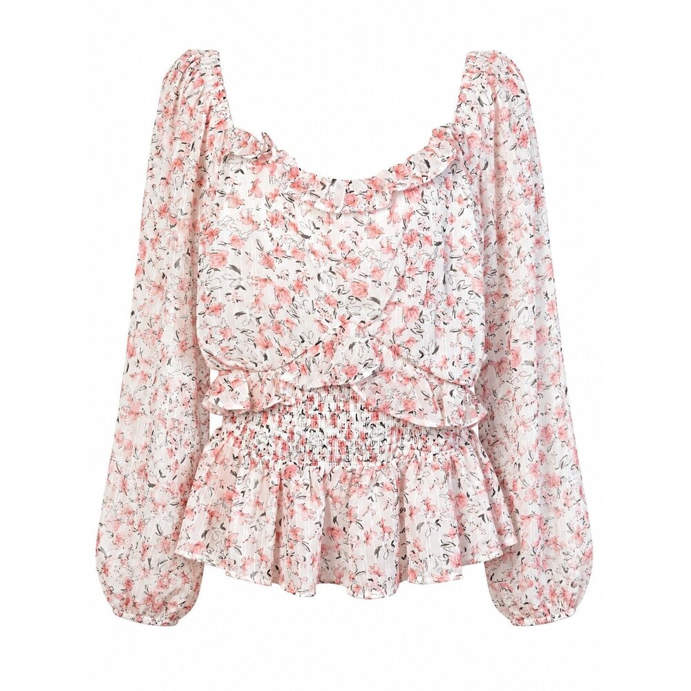 NWT Plus Size 2X Cottagecore Floral Peplum Blouse Romantic Prairie Fairy